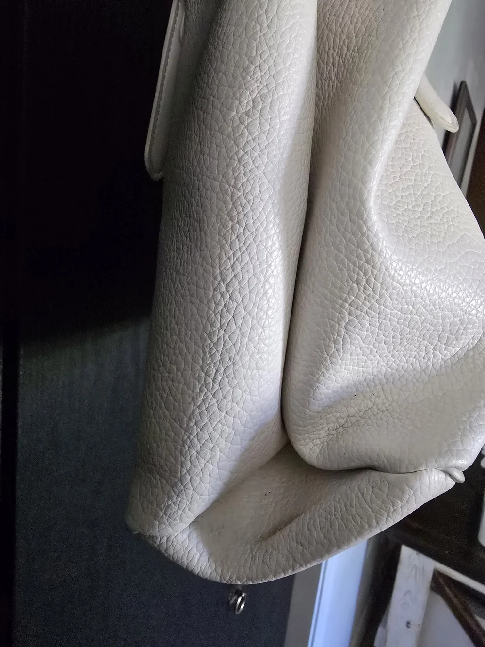 Steve Madden Ivory Leather Tote Bag